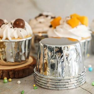 Double Sided Muffin Paper Cups , Foil Cupcake Liners Oil Resistance