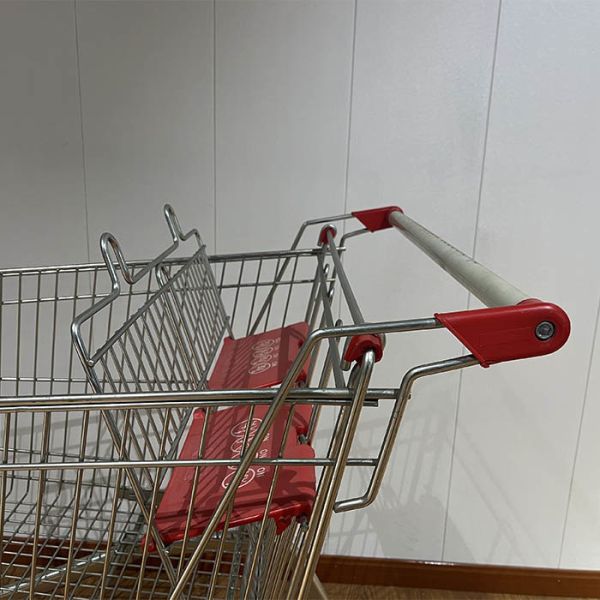 275L Large Capacity Metal Trolley European Style Supermarket Trolley Hand-pushed With Foldable Double Child Seats