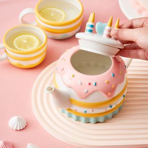 Ceramic Teapots Set For Daily Use With Safety Design As Bithday Gift Decoration