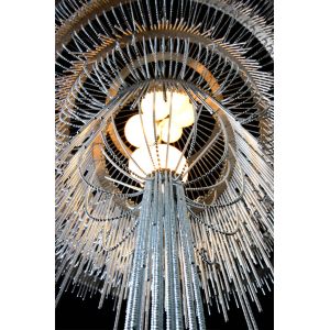 Handmade waterfall led chandelier aluminum chain tassel Black ceiling lamp