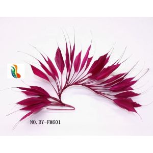 Party Decoration Stripped Goose Feather Flower Mount with Wire Accessory in