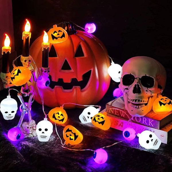 Quality LED Pumpkin Ghost Halloween Skull with Battery-Powered String Light halloween solar lights for Halloween Party Decoration for sale