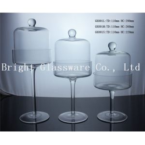 handmade blown glass dome glass cake cover with stand