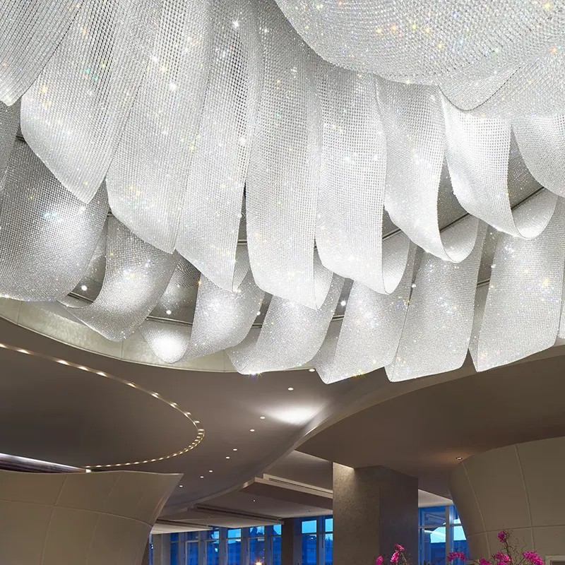 Project Installation Lighting Solutions 5000K Color Temperature Art Streamer Chandelier For Hotel Lobby Banquet Hall