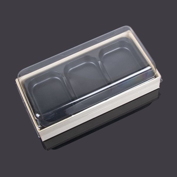 Rectangular 3 Compartment 16*8*5cm Plastic Pastry Container