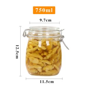 Custom Size Airtight Thick Glass Food Storage Jars With Clip Top Caps