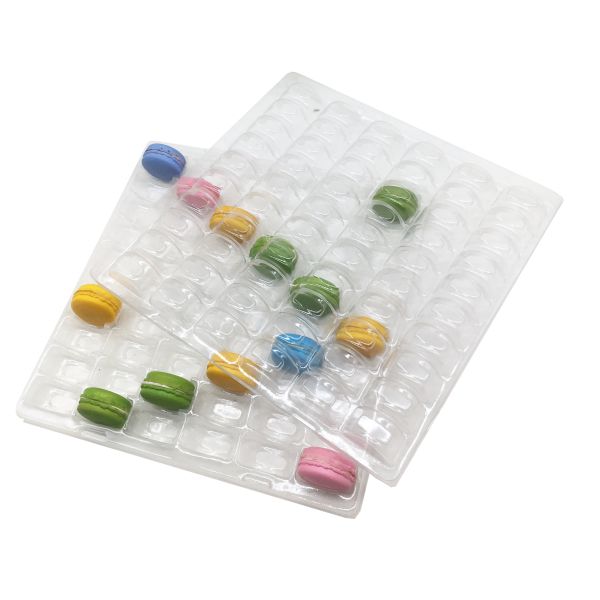 Transparent Plastic Macaron Packaging Blister 6 X 10 Arrangement 60 Cells Macaron Packaging Tray