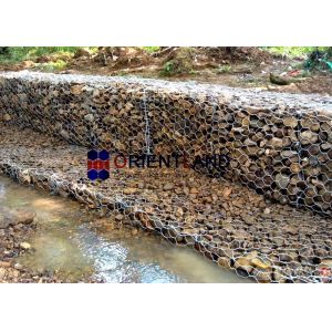 Galfan Coated Gabion Stone Cages , Galvanized Gabion Basket Retaining Wall