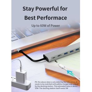 Usb3.0 Usb2.0 Rj45 Pd HDMI Usb C Docking Station Hub Otg Adapter Splitter OEM