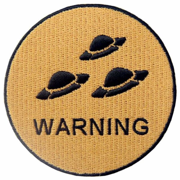 Quality Sewing Warning Embroidered Applique Patches Polyester Material Heat-Cut for sale