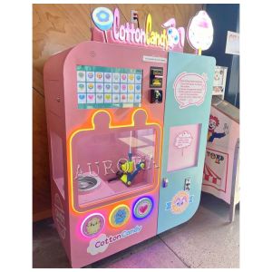 Colourful Fairy Floss Cotton Candy Vending Machine Customizable Payment