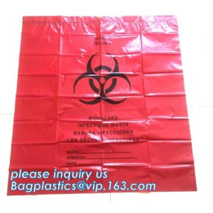Customized plastic biohazard medical waste drawstring bag, Drawstring Biohazard