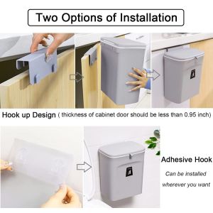 2.4 Gallon Kitchen Compost Bin for Counter Top or Under Sink Hanging Small Trash