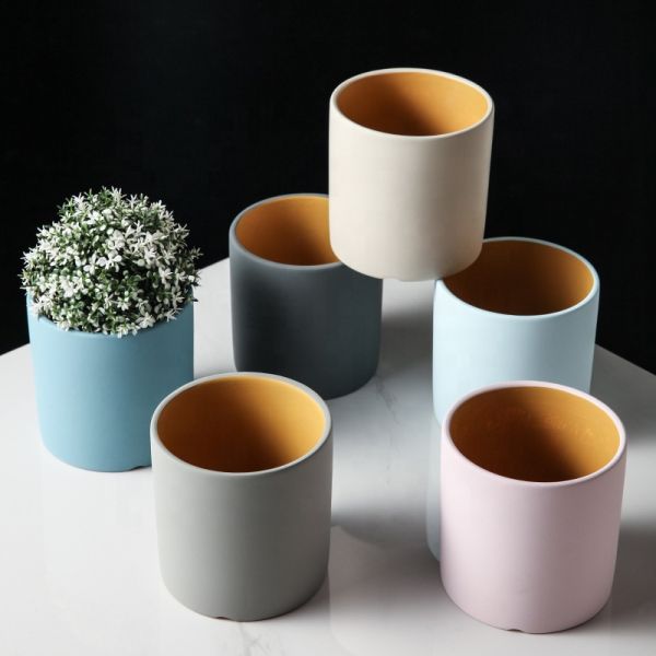 Hot Sale 3 4 5 Inch Colorful Ceramic Cylinder Plant Pot Nordic Ceramic Flower Pot For customization