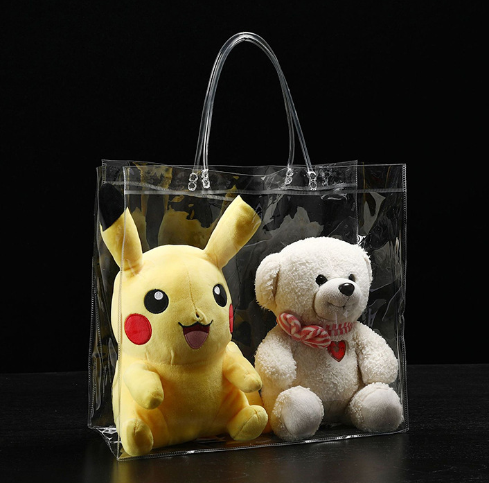 Custom Printed Logo Handle Translucent Plastic PE Shopping Bag