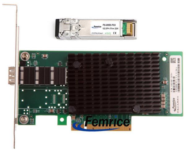 Quality Femrice 10G 1 Port Gigabit Ethernet Server And Workstation Application Server Interface Card With SFP-10G-SR Module for sale
