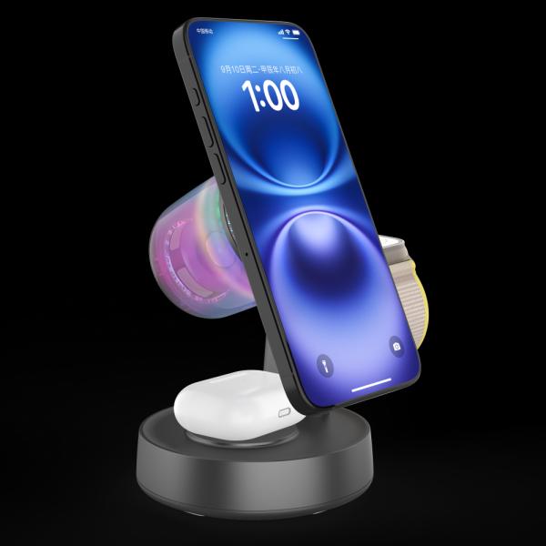 Quality Stylish Qi 2.2 Wireless Charger and Bluetooth 5.2 Speaker Combo Support both Samsung & Apple Devices for sale