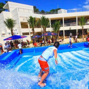 Double / Single Flowrider Water Ride Blue Colored Surfing Simulator Machine With