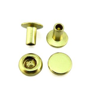 Connection Function Custom Brass Flat Head Semi Tubular Rivet for Handbags