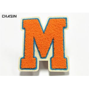 Bright Orange  M Chenille Varsity Letter Patches Abrasion Resistant