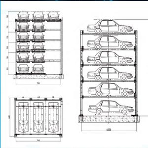 Space Saving Semi Automatic Puzzle Parking System with 6 Layers and 10350mm