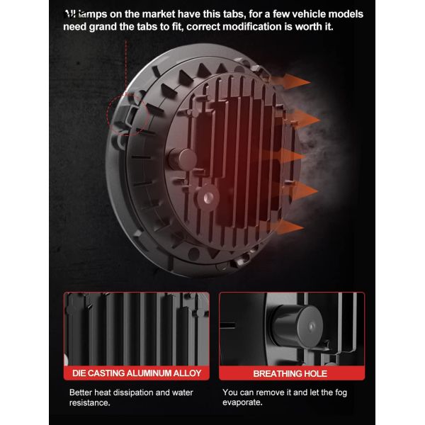 7 inch LED Headlight DOT Round Headlight with Amber Turn Signal and Hell Red Halo