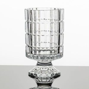 Transparent Shaped Glass Vases Machine Pressed 7.15 Inch Height Table Lamp Style