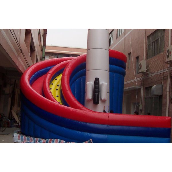 Rotating Inflatable Water Slide With Rocket Outdoor Moonwalk Waterslide Sliding Fun