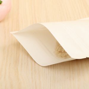 White BPA Free Cpp Resealable 90g Kraft Paper Pouches