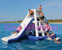0.9mm Plato Blue / White Blow Up Water Toy Floating Aqua Slide For Water Park