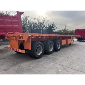 Hot 20 Feet 40 Feet Container Transport 3-Axis Flat Plate Semi-Trailer with 12.5