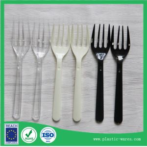 Plastic Disposable Forks in clear, white and black colors