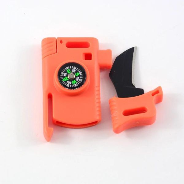 Initial Payment Multifunction Emergency Flint Fire Starter Compass Buckle with Scraper