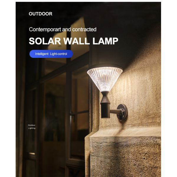 Die Cast Aluminum 20w Wall Mounted Solar Light outdooer wall lamp With 3.2v 8000mAh Battery