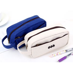 custom creative canvas pen bag with large capacity multi-layer zipper stationery