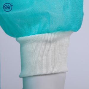 AAMI Level 1 Cheap Disposable Blue PP Nonwoven Isolation Gown With Knitted Cuff