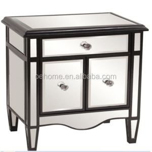 Modern 2 Door Crystal Mirrored Buffet Cabinet Rolling Bar OEM