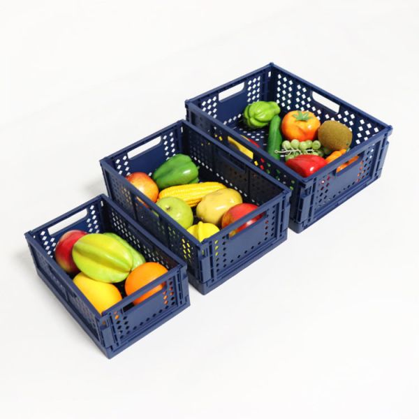 Cuboid Stacking Plastic Foldable Crates For Kitchen Thickened Collapsible