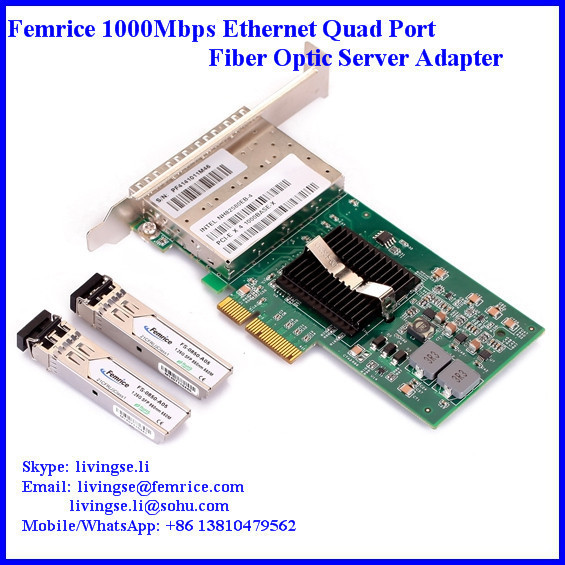 PCI Express x4 x8 x16, Quad Port 1000Mbps Server Network Adapter, SFP Slot LC