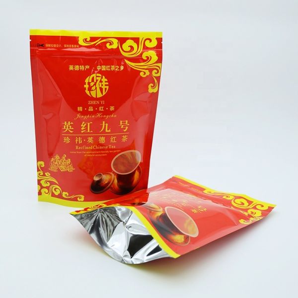 Printing PE laminated plastic stand up zipper tea packaging bag