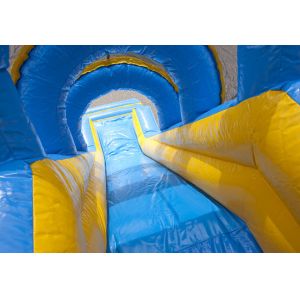 Double Lane Valcano Jungle Large Inflatable Slides With Climb