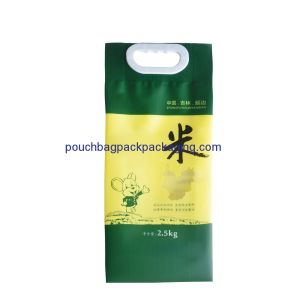 Handle back seal rice bag plastic, poly food packaging bag with handle for rice