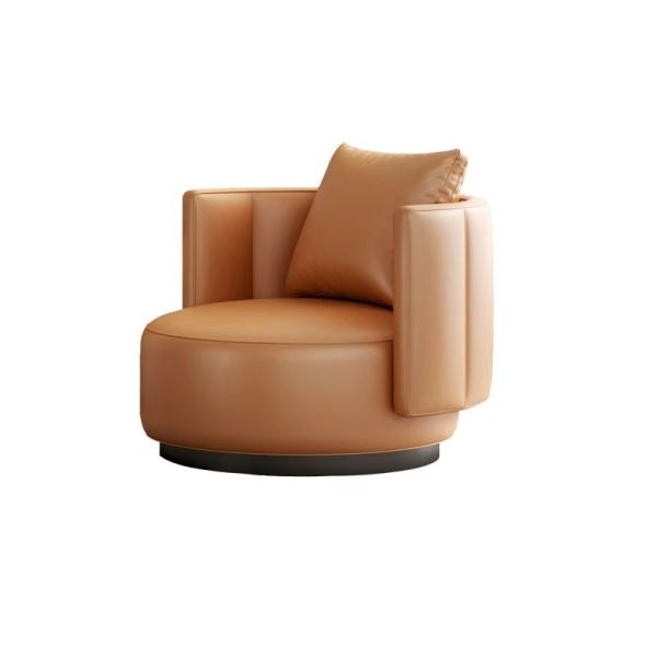 Contemporary Hotel Minimalist Style Genuine Leather Single Sofa for Reception Area