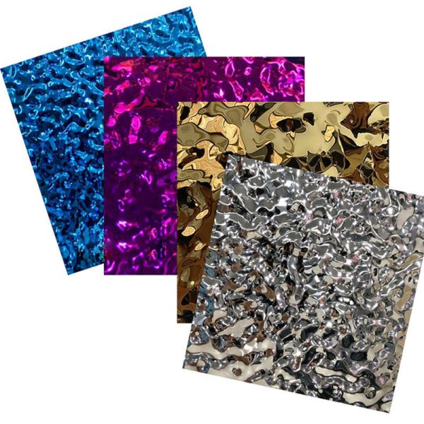 0.15mm AISI 316 Stainless Steel Sheet Water Ripples Decorative Gold For Wall Panel