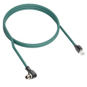 Alvin's M12 X-Code 8Pin-RJ45 Cat6a 10m RT Angle Green for Cognex/Keyence