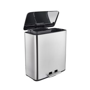 Soft Close 2 Compartments trash can Office Rectangle Pedal Recycle Trash Bin