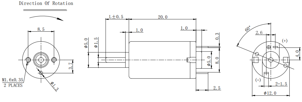 RF-1220CA 12mm Small Double Shaft DC Motor 2.4V 3V 15000 Rpm Electric Motor For Project DIY