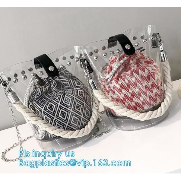 High quality unique PVC PU ladies bag handbag, 100% Clear Purse PVC Beach Clear Handbags, women's bag/handbag/traveling