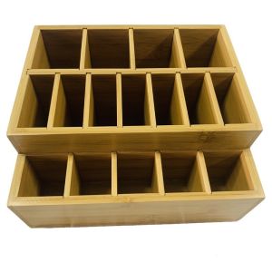 Pull Partition Bamboo Cosmetic Containers Wooden Makeup Box