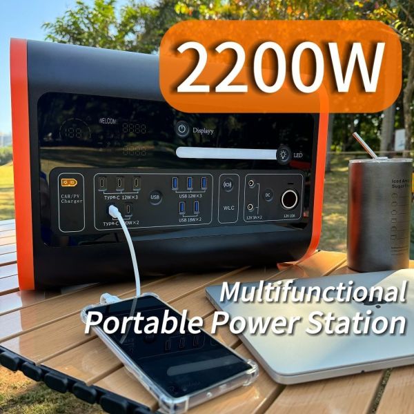 25kg LiFePO4 2200W 2500W 2000W Portable Power Station for Outdoor Emergency
